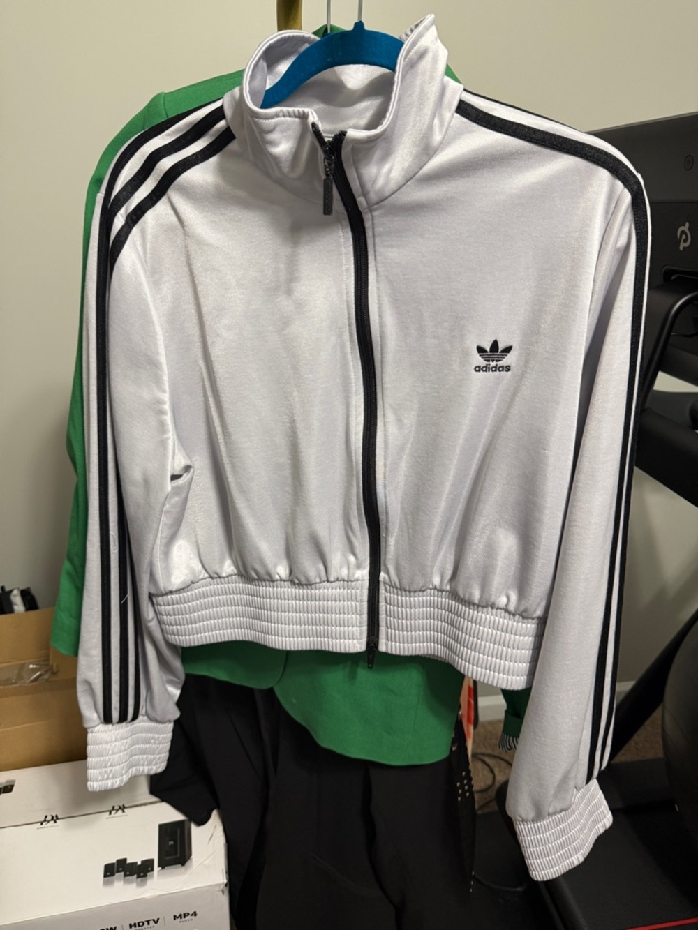 Adidas Women's silver Track Jacket/Pants suit with Black Trim
